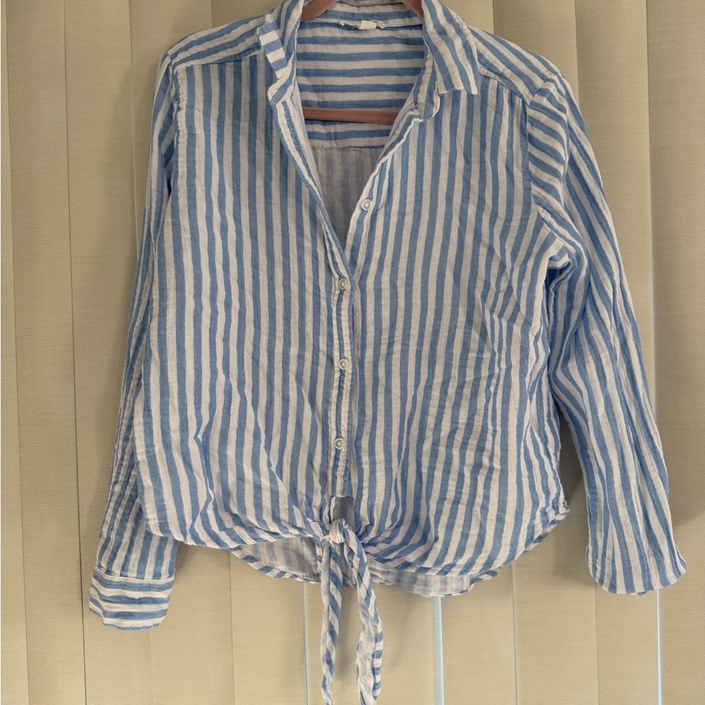 beachlunchlounge Blue and White Striped Button Down Shirt